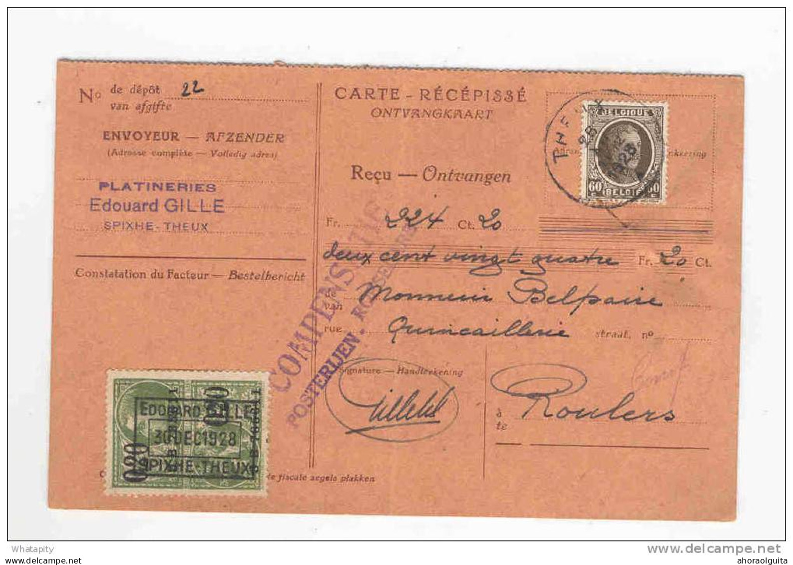 2 Cartes Récépissés 1928/1936 Vers ROULERS - Deux Griffes Différentes Compensatie Posterijen ROESELARE   --  KK818 - Dépliants De La Poste