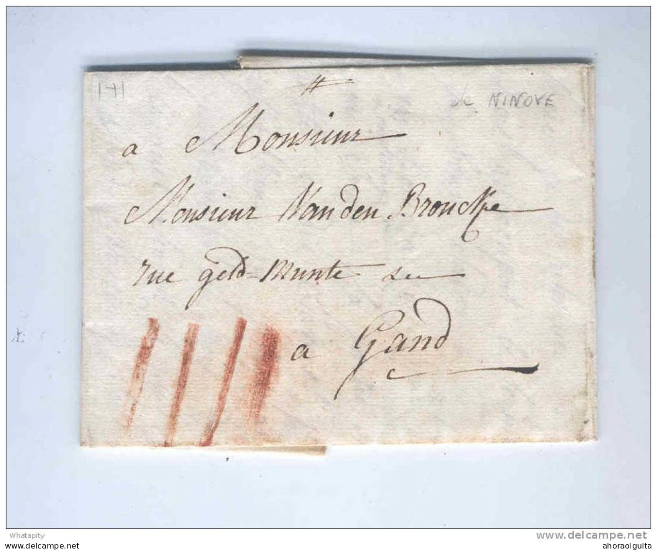 Lettre Précurseur  NINOVE 1806 Vers GAND - Taxation 4 Sols à La Craie = Messager   --  KK919 - 1794-1814 (Periodo Francese)