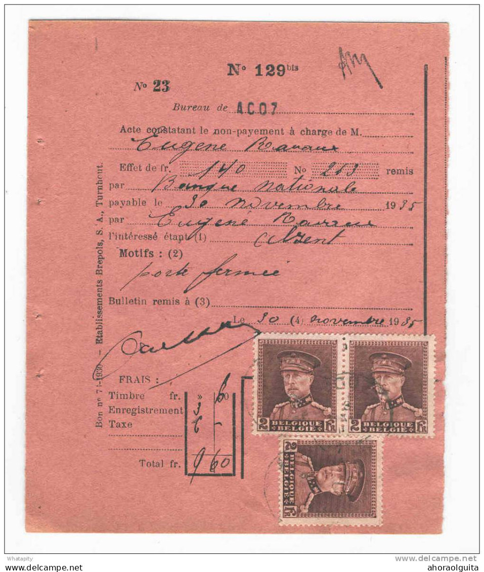 Document Postal - Protet Rose TP 3 X Képi 2 F ACOZ 1935 --  KK908 - 1931-1934 Mütze (Képi)