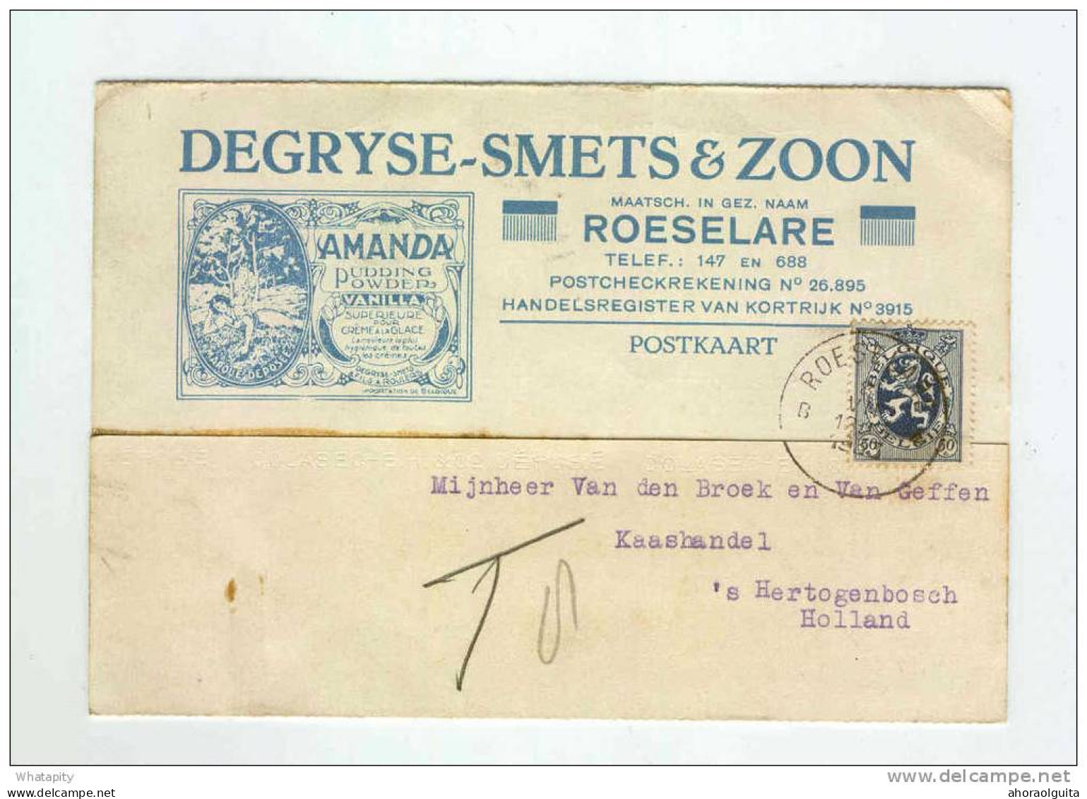 3 Cartes Illustrées TP Lion Héraldique ROULERS 1929/33 Vers NL , Dont 2 Taxées - Maison Degryse - Smets  --  KK816 - 1929-1937 Heraldic Lion