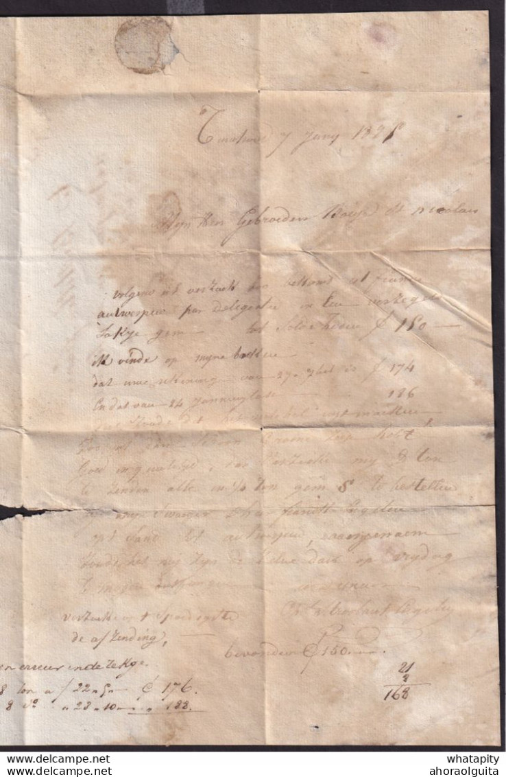 DDDD 522 --  Lettre Hors Poste TURNHOUT 1825 Vers ST NICOLAS Via BEURTMAN (Service De Barque) Van Geyt à Antwerpen - 1815-1830 (Dutch Period)