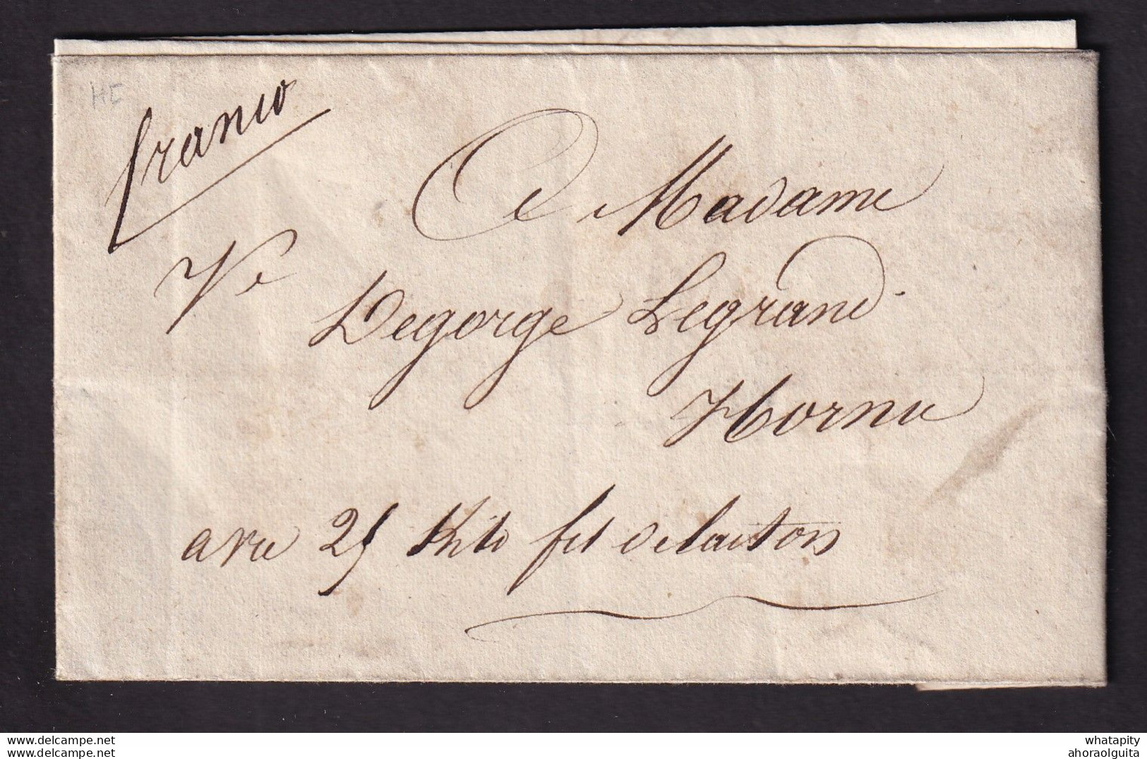 DDDD 524 --  Lettre Hors Poste MONS 1840 Vers HORNU - Mention FRANCO - " Avec 25 Kilos De Laiton " - 1830-1849 (Belgique Indépendante)