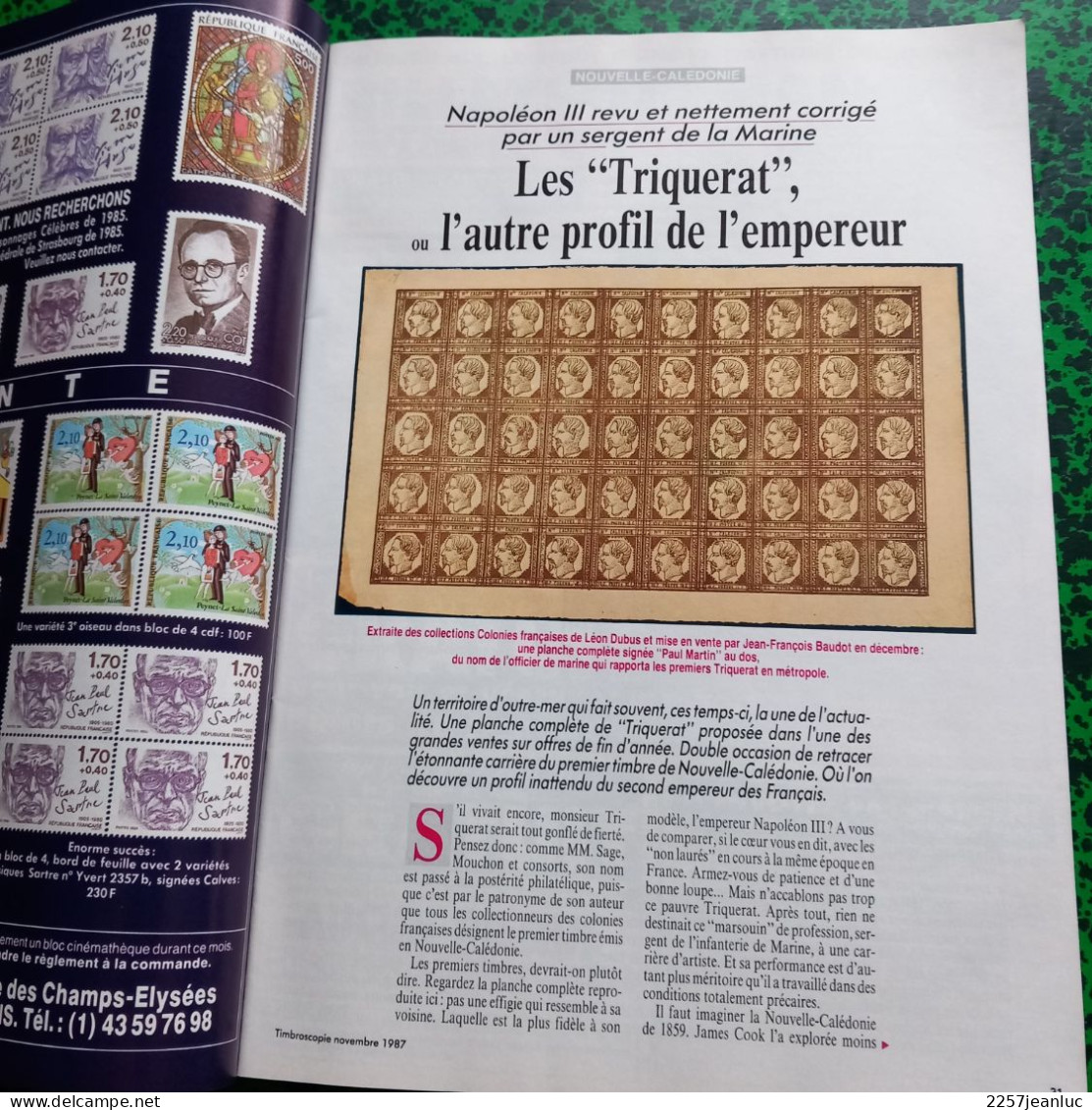 Magazines De La Philatélie * Timbroscopie N:41 De Novembre 1987 * Honneur à Blaise Cendrars .. - Francesi (dal 1941))