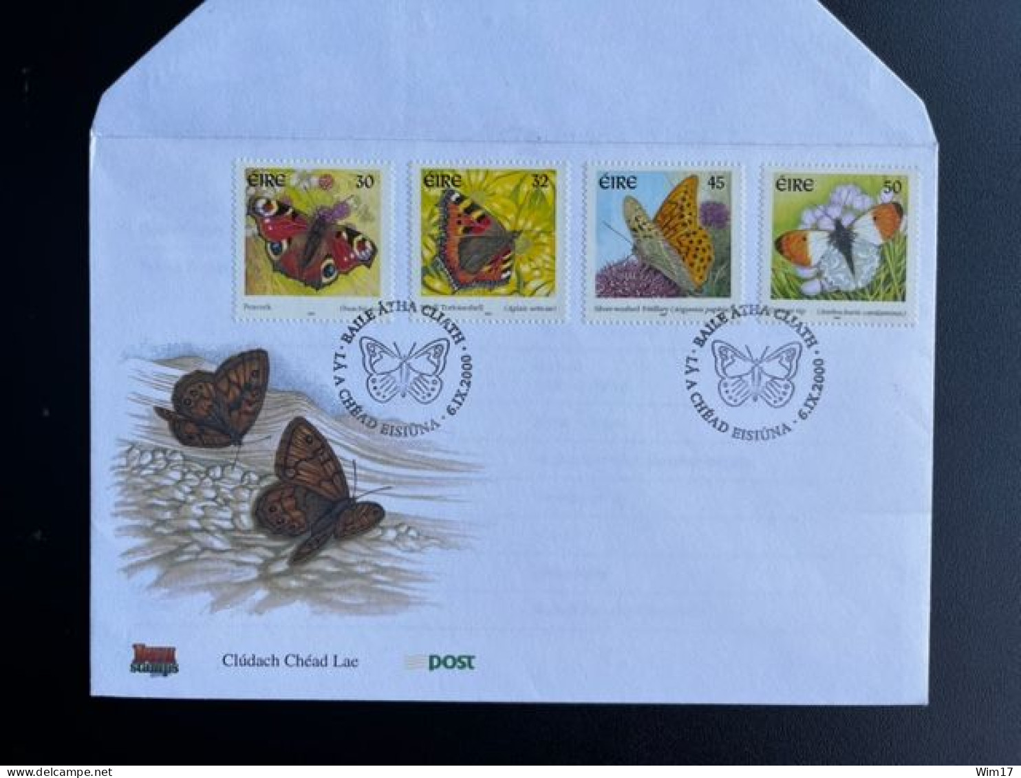 IRELAND EIRE 2000 FDC BUTTERFLIES 06-09-2000 IERLAND - FDC