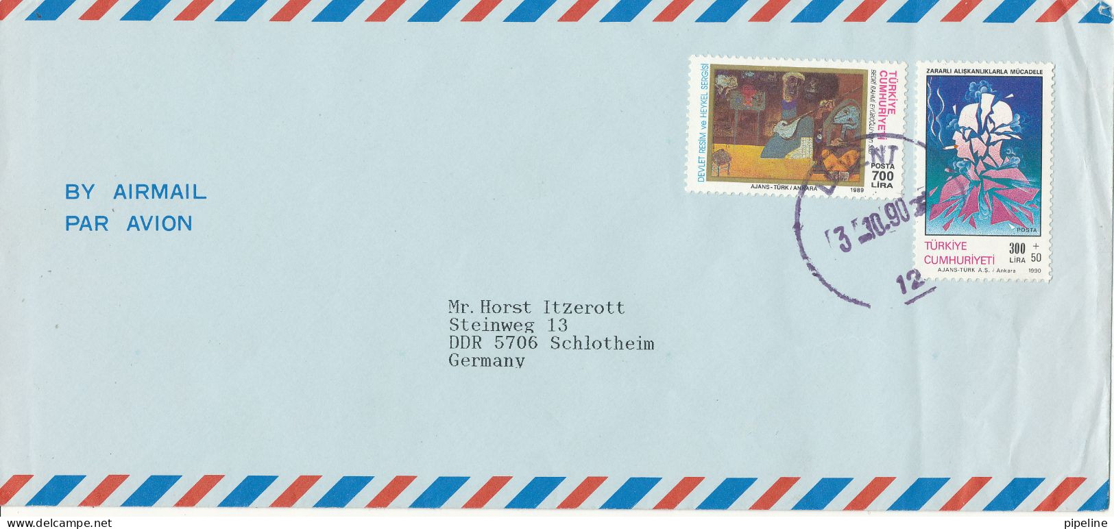 Turkey Air Mail Cover Sent To Germany 3-10-1990 Topic Stamps - Luftpost