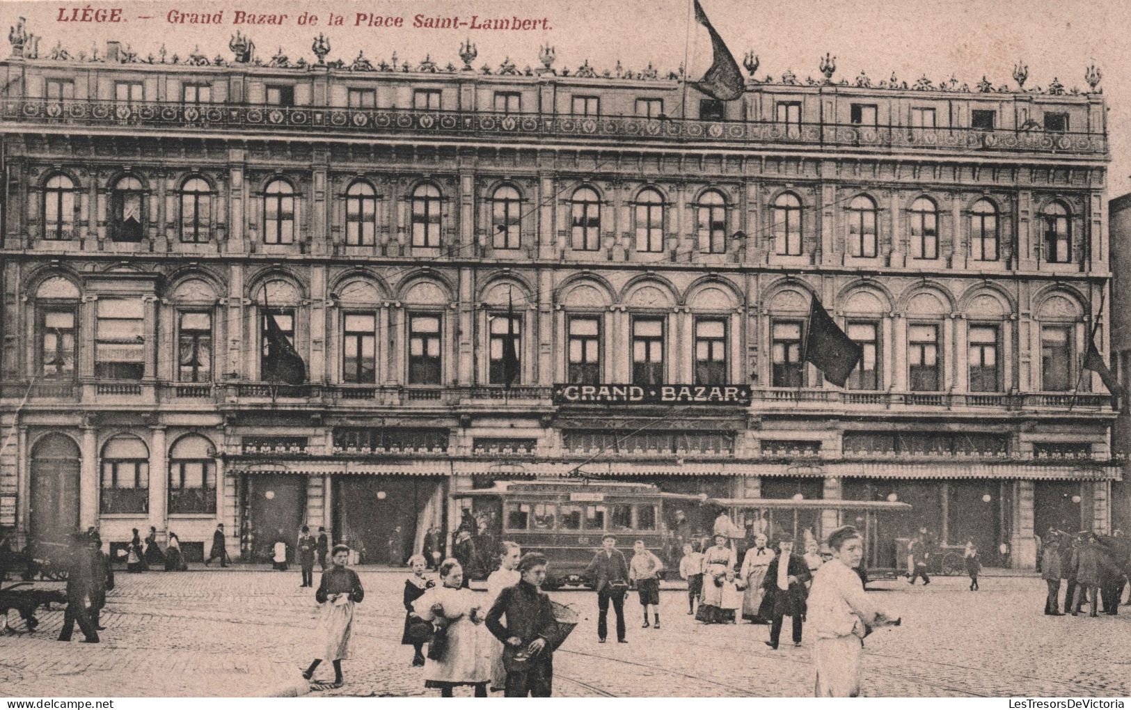 BELGIQUE - Liege - Grand Bazar De La Place Saint Lambert - Belle Animation - Carte Postale Ancienne - Liege