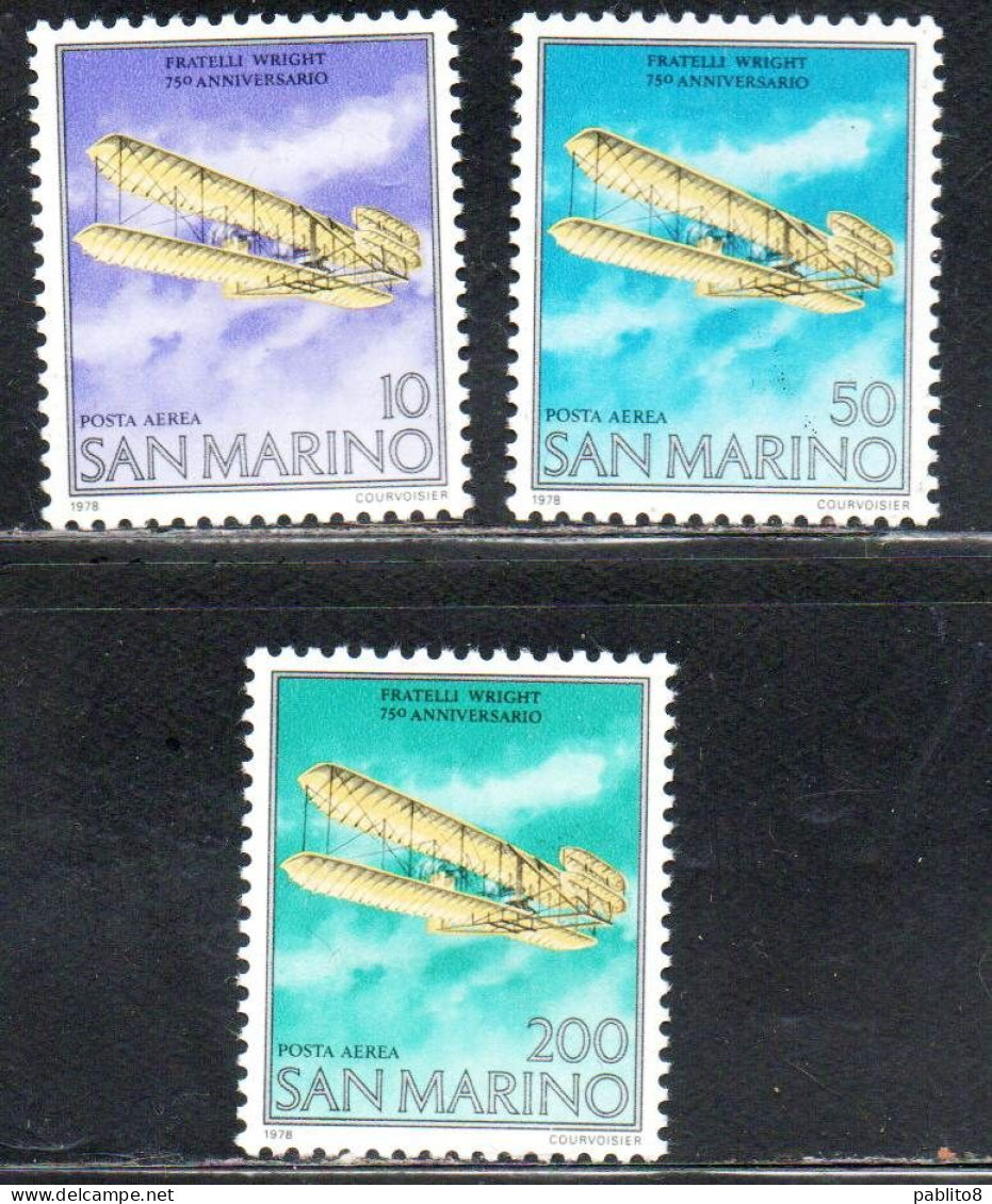 REPUBBLICA DI SAN MARINO 1978 POSTA AEREA AIR MAIL FRATELLI WRIGHT BROTHERS SERIE COMPLETA COMPLETE SET MNH - Airmail