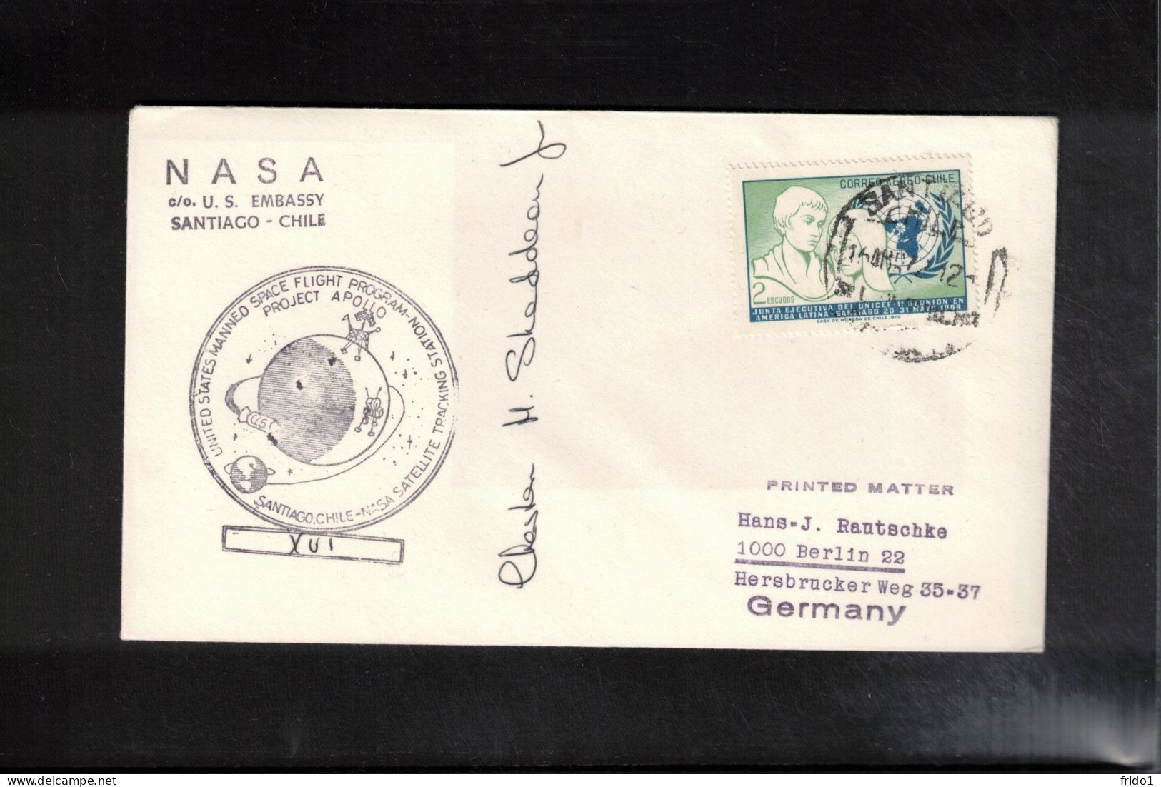 Chile 1972 Space / Weltraum Apollo 16 - NASA Satellite Earth Station Santiago Interesting Signed Cover - Amérique Du Sud