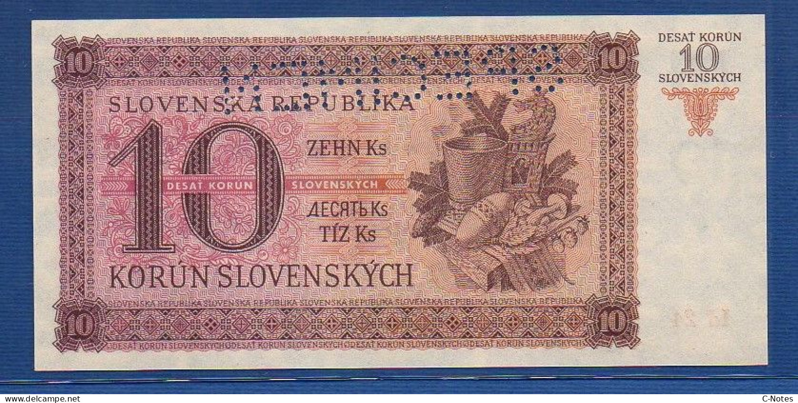 SLOVAKIA - P. 6s – 10 Korún Slovenských 1943 UNC Serie Id 24 096210 SPECIMEN - Eslovaquia