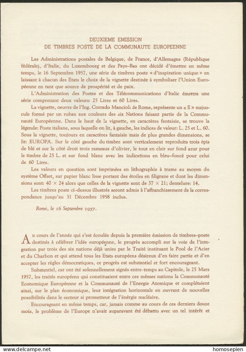 Europa CEPT 1957 Italie - Italy - Italien Y&T N°DP744 à 745 - Michel N°PD992 à 993 *** - Format 175*245 - 1957