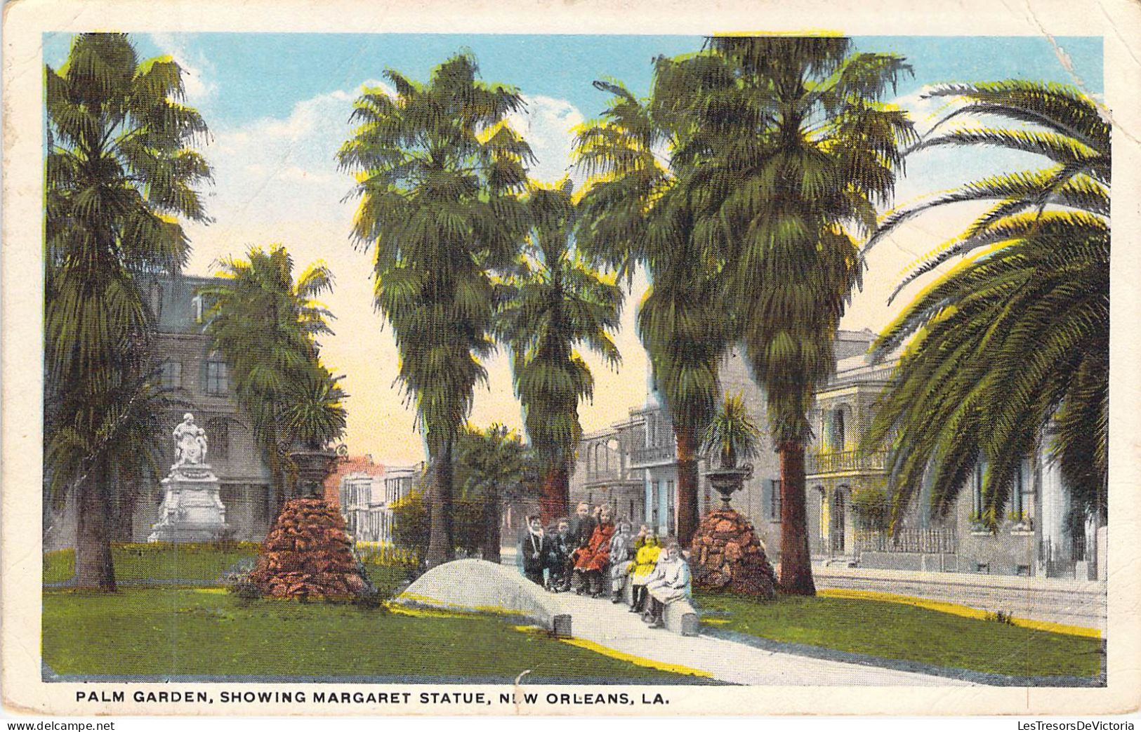 LOUISIANE - Palm Garden Showing Margaret Statue New Orléans - Carte Postale Ancienne - New Orleans
