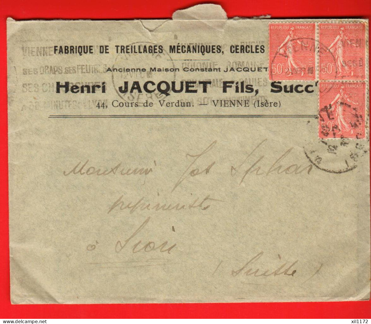 ABB-13  Enveloppe Henri Jacquet Cachet Vienne Circulé 1930 Vers La Suisse Avec à L'intérieur Une Lettre Manuscrite - ....-1939