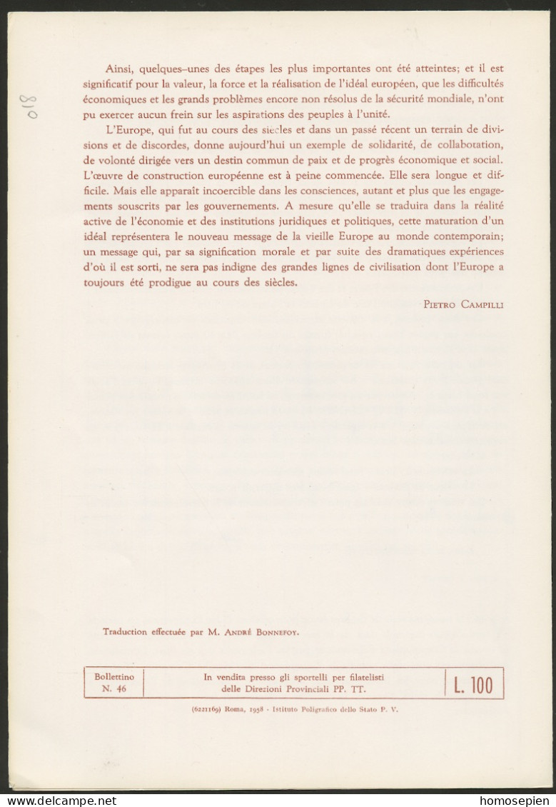 Europa CEPT 1958 Italie - Italy - Italien Y&T N°DP765 à 766 - Michel N°PD1016 à 1017 (o) - Format 175*245 - 1958