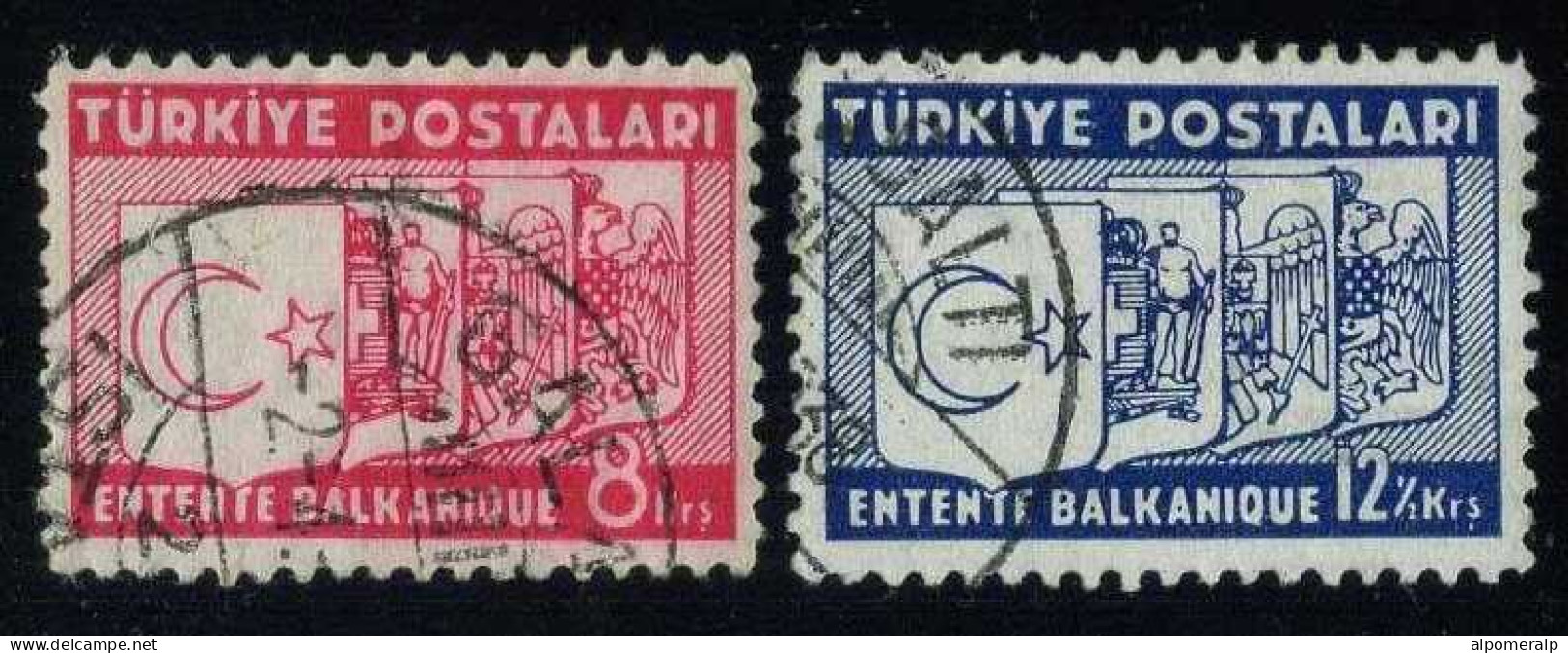 Türkiye 1937 Mi 1014-1015 Balkan Entente, Treaty | Coat Of Arms Of The States Of The Entente, Joint Issues - Used Stamps