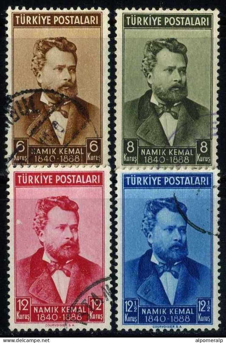 Türkiye 1940 Mi 1072-1075 Namık Kemal, Turkish Poet And Patriot - Gebraucht