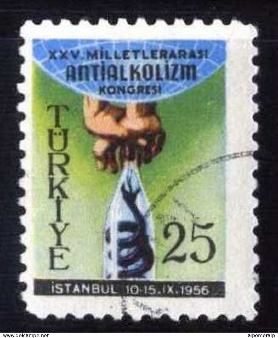 Türkiye 1956 Mi 1486 International Anti-Alcoholism Congress | Hands Holding Bottled Serpent - Usati