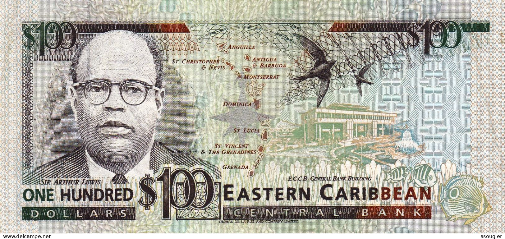 East Caribbean 100 DOLLARS ND 1993 EXF-AU P-30a RARE YOUR FIND "free Shipping Via Registered Air Mail" - East Carribeans
