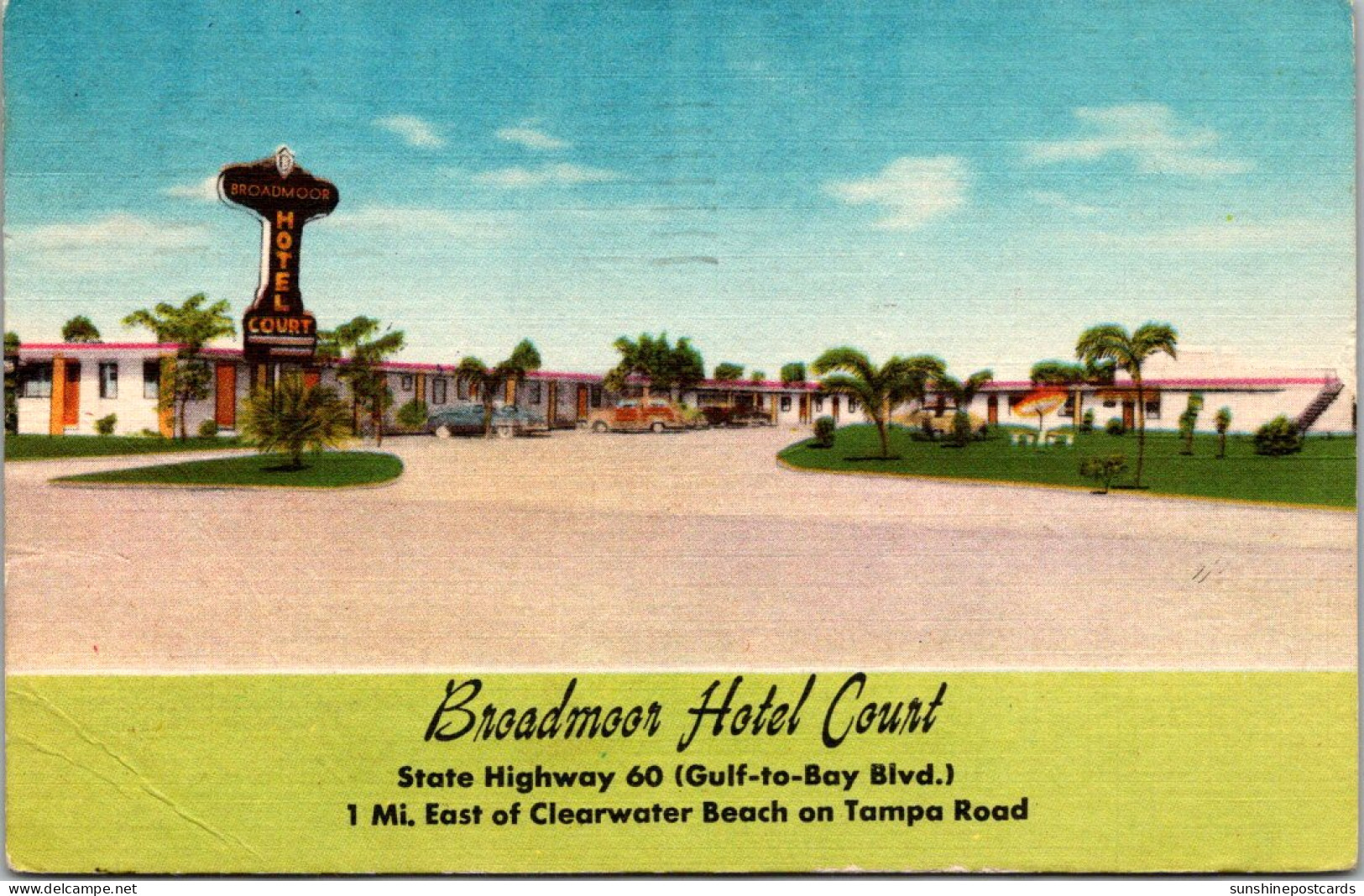 Florida Clearwater Broadmoor Hotel Court 1952 - Clearwater