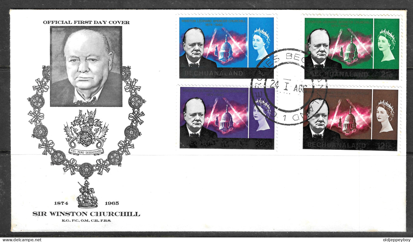 FDC 1966  - SIR WINSTON CHURCHILL - FDC BECHUANALAND  Y.T. NR. 145/148 RARE - Sir Winston Churchill
