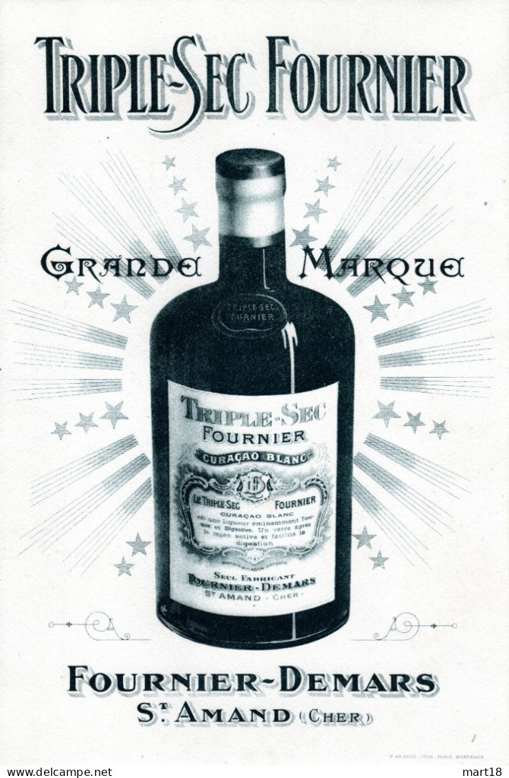 Buvard FOURNIER-DEMARS - St Amand (18) - Triple-Sec - Années 1900 - Distillerie - Liqueur & Bière