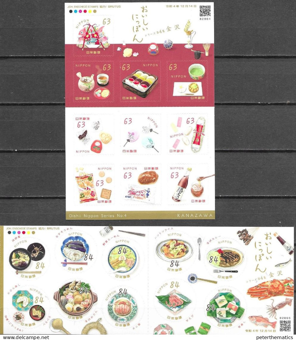 JAPAN, 2022, MNH,DELICIOUS JAPAN, FOOD, SEAFOOD, FISH, CRABS, SWEETS,  2 SHEETLETS - Alimentation