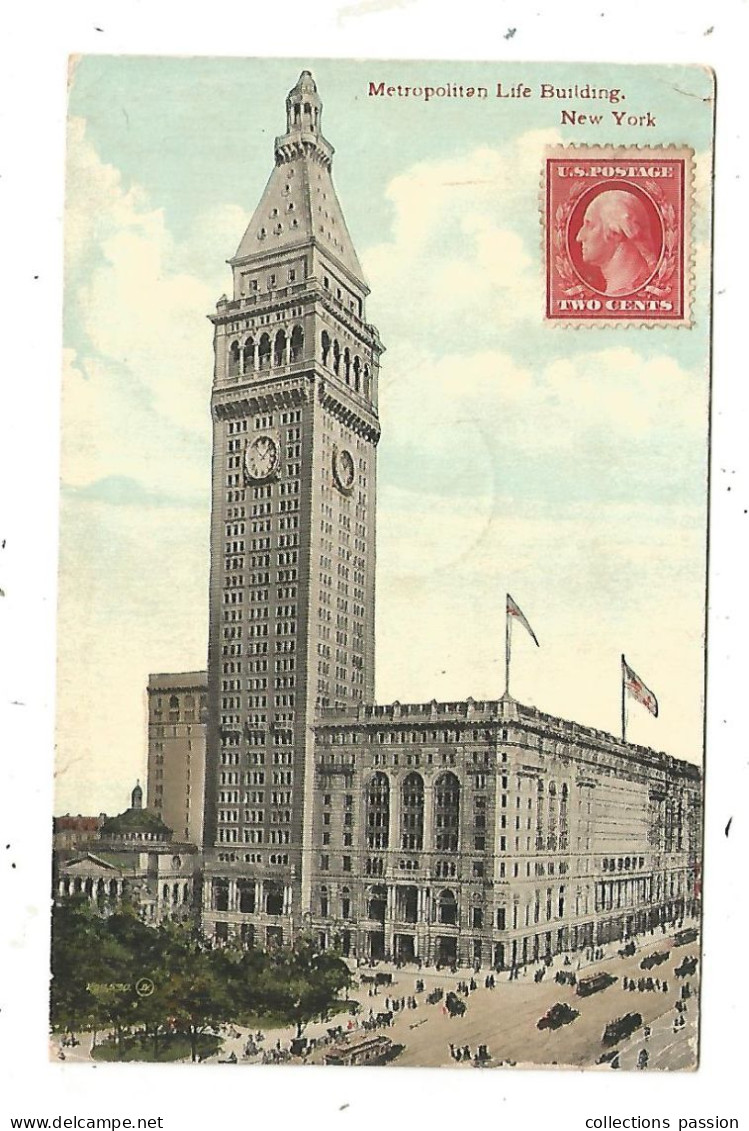 Cp, ETATS UNIS, NEW YORK CITY, METROPOLITAN LIFE BUILDING, Voyagée 1911 - Andere Monumenten & Gebouwen