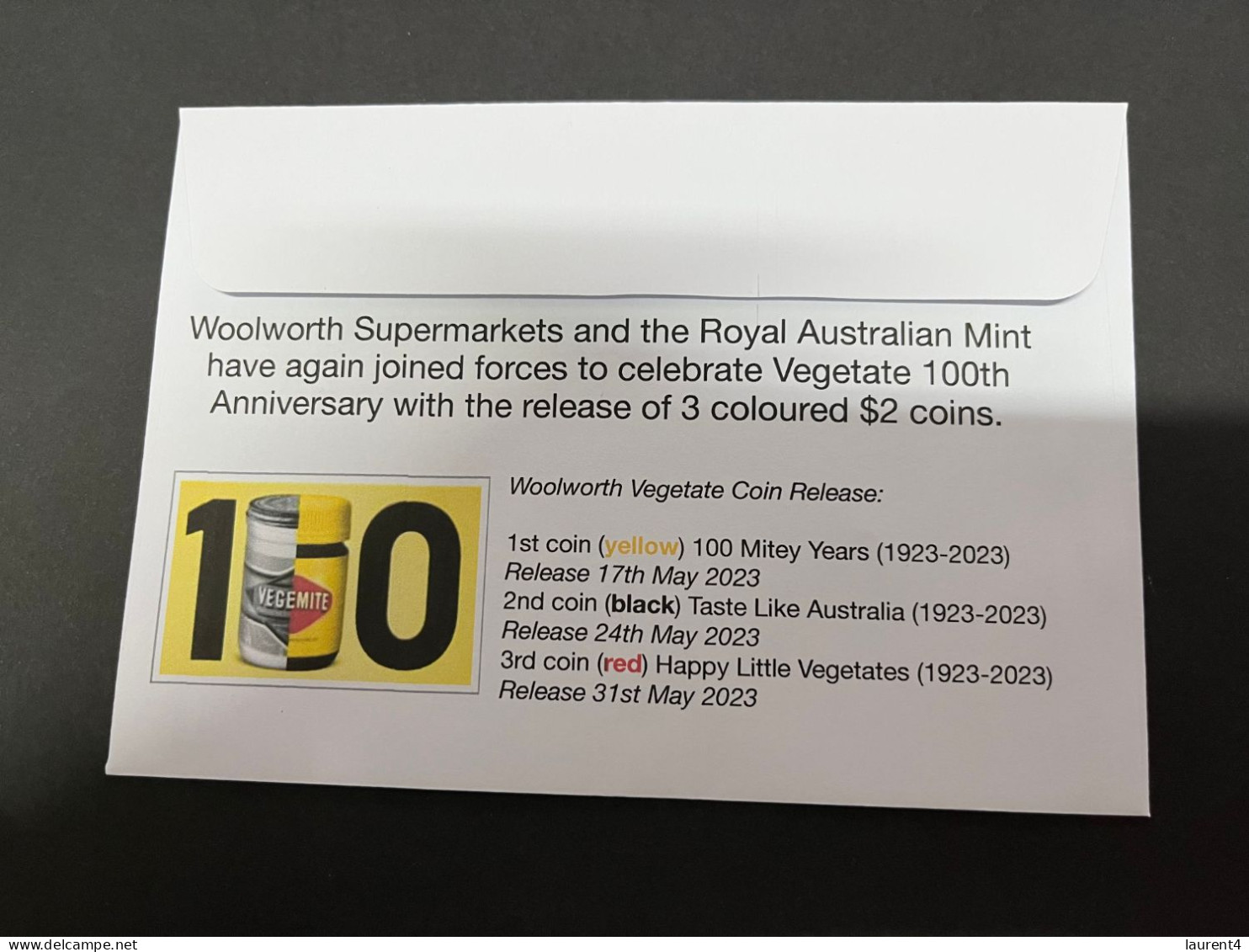 (1 R  20A) NEW - Yellow 2.00 Vegemite - Mitey Years - Coloured Coin 2023 On Cover (released 17-5-2023) - 2 Dollars