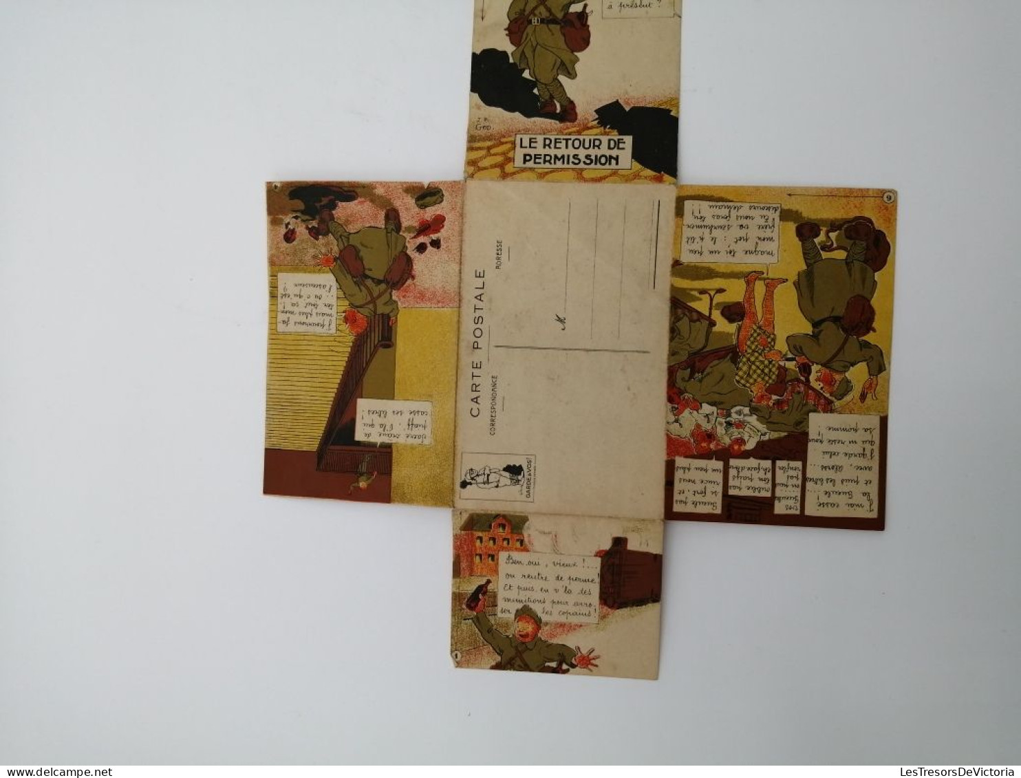 Illustrateur - J.P.God - Le retour de permission - carte humour en plusieurs volets  - Carte Postale Ancienne