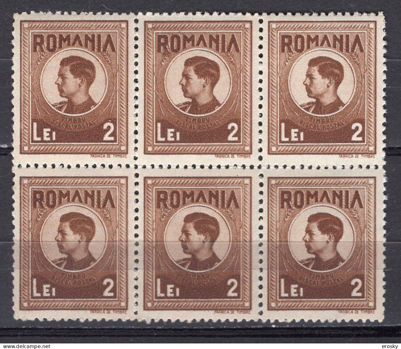 S3023 - ROMANIA ROUMANIE FISCAUX POSTAUX Mi N°31 ** BLOC X6 - Revenue Stamps