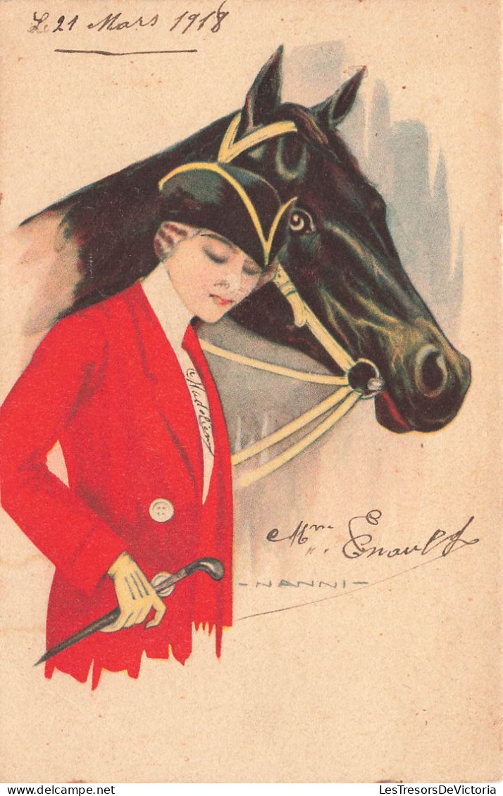 Illustrateur - Nanni - Cavalière Et Son Cheval - Daté 1918 - Carte Postale Ancienne - Nanni