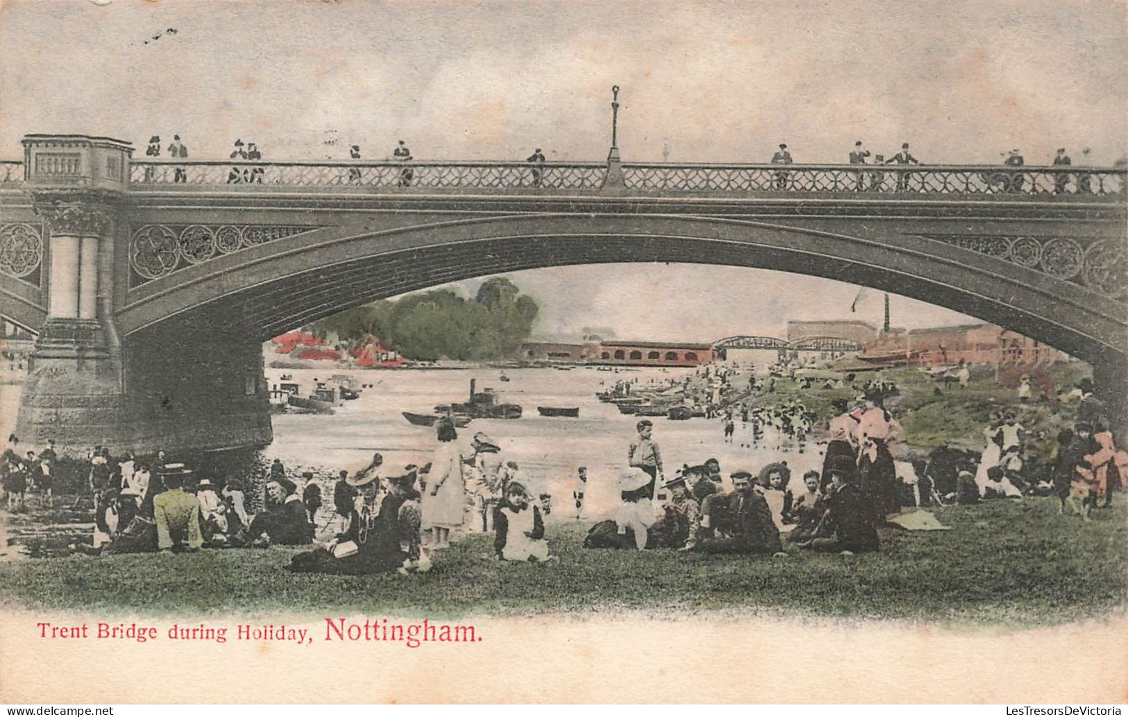 Angleterre - Trent Bridge During Holliday - Nottingham - Animé - Colorisé - Carte Postale Ancienne - Nottingham