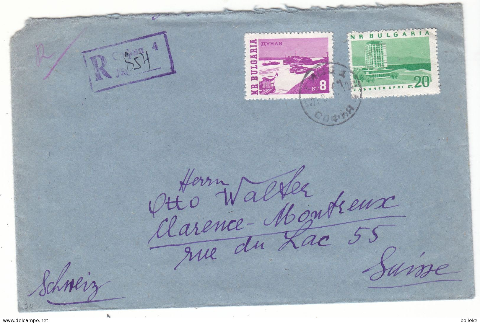 Bulgarie - Lettre Recom De 1964  ? - Oblit Sofia - Exp Vers Clarence Montreux - - Briefe U. Dokumente