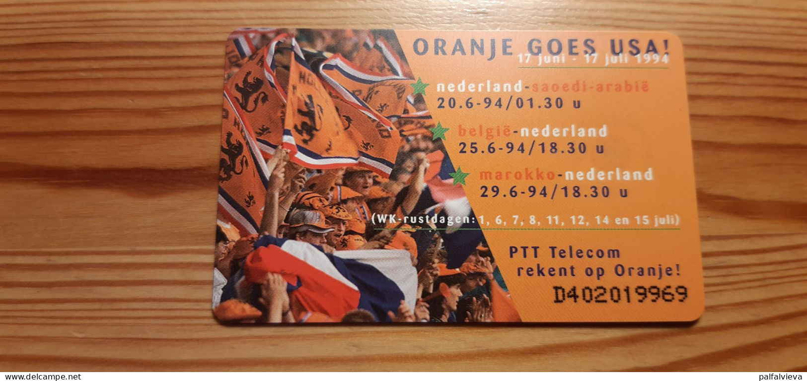 Phonecard Netherlands - Football World Cup, USA - Privé