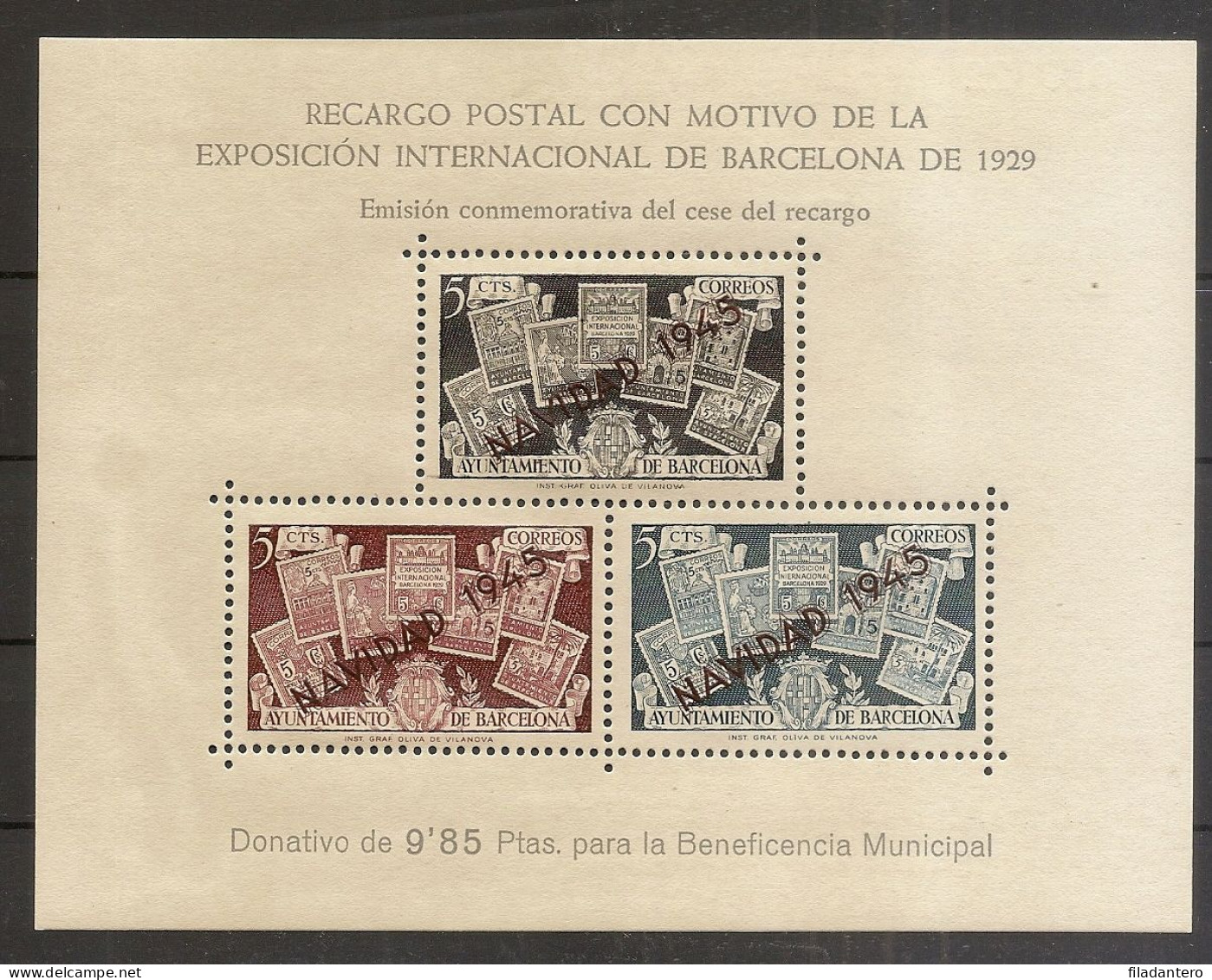 Barcelona Edifil NE32*  Mh  Hojita Navidad 1945    NL1512 - Barcelona