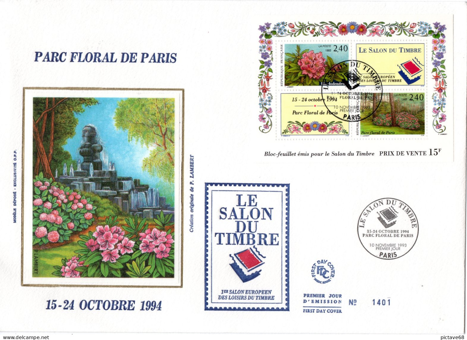 FRANCE / FLORE / ENVELOPPE FDC BF N° 15 PARC FLORAL DE PARIS - 1990-1999