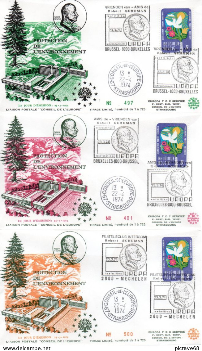 FRANCE / EUROPA  / ENVELOPPES PROTECTION DE L'ENVIRONNEMENT AMIS DE ROBERT SCHUMANN  1974 - 1974