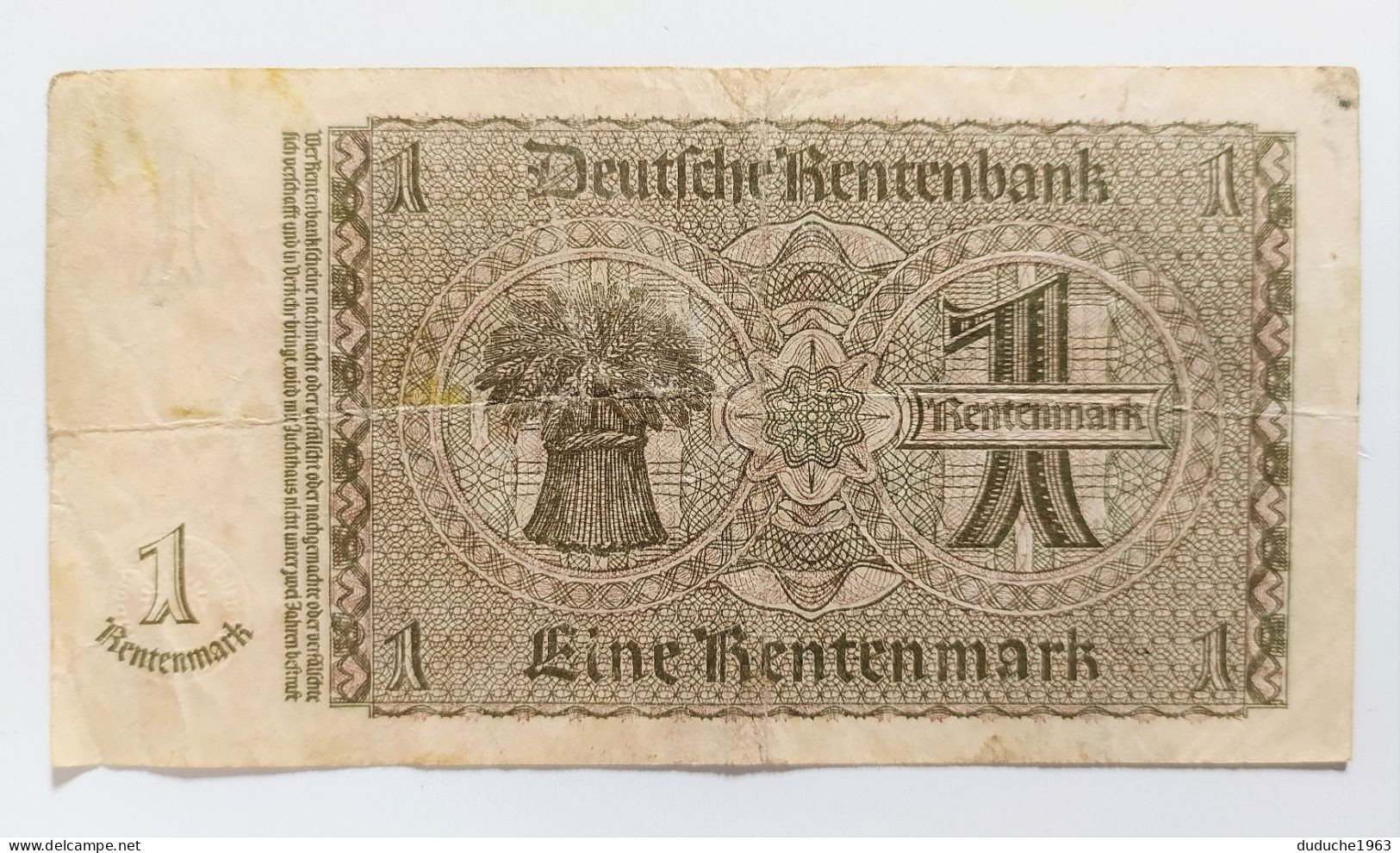 Allemagne. Billet 1 Rentenmark 1937 - 5 Mark