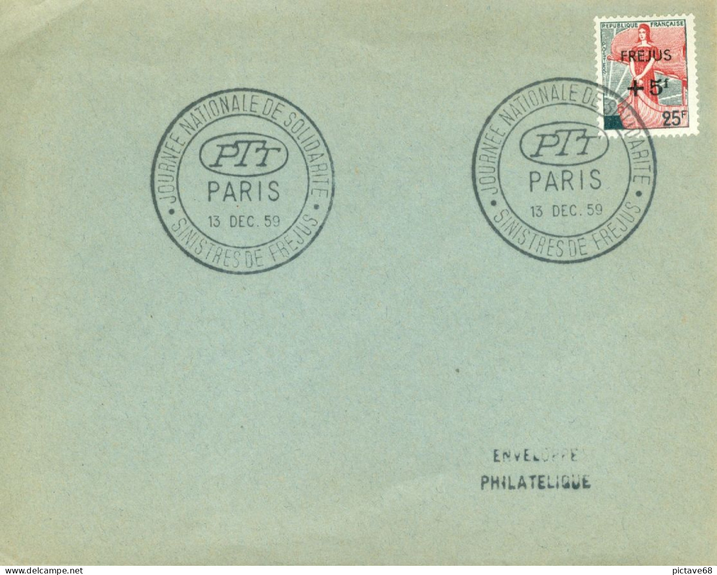 FRANCE / ENVELOPPE FDC SINISTRES DE FREJUS N°1229 - 1950-1959