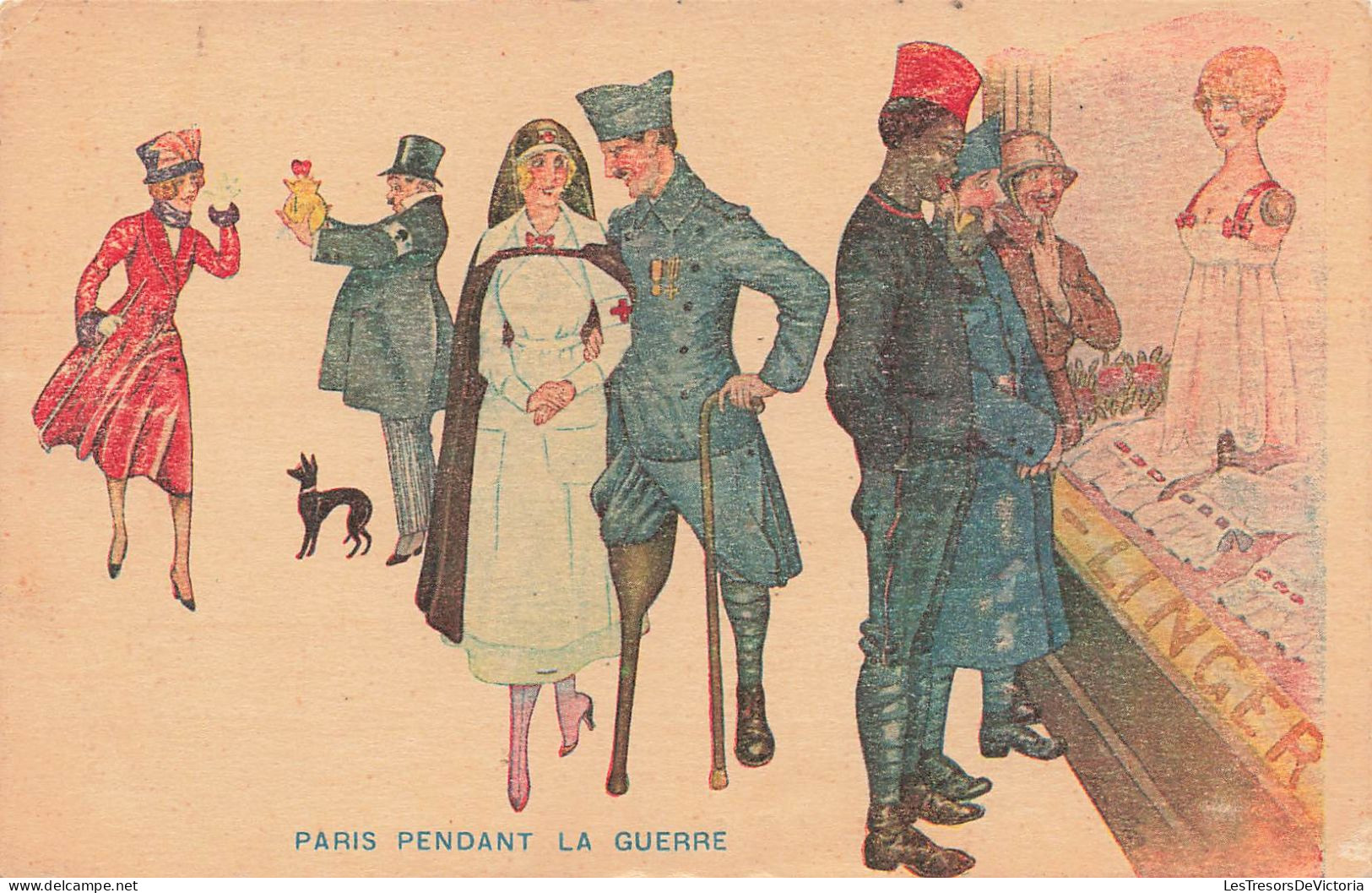 France - Paris - Paris Pendant La Guerre - Colorisé - Illustrateur Sager  -  Carte Postale Ancienne - Sager, Xavier