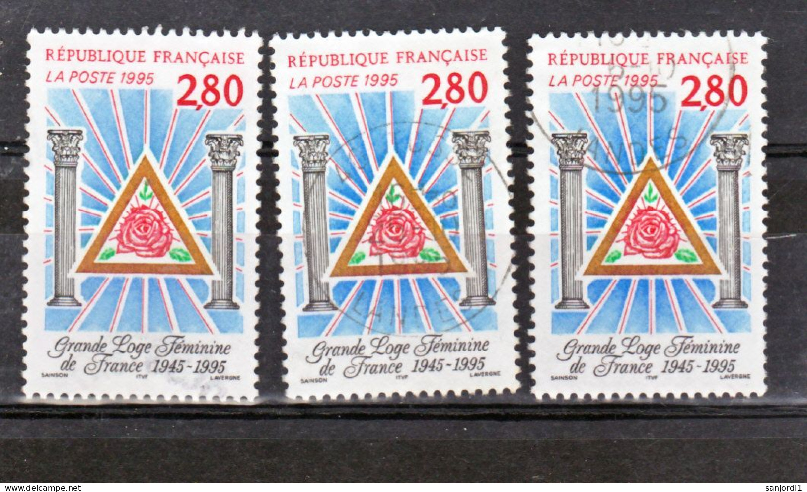 France 2967 Variété Rouge Décalé  Droite Gauche Et Normal  Oblitéré Used TB - Used Stamps