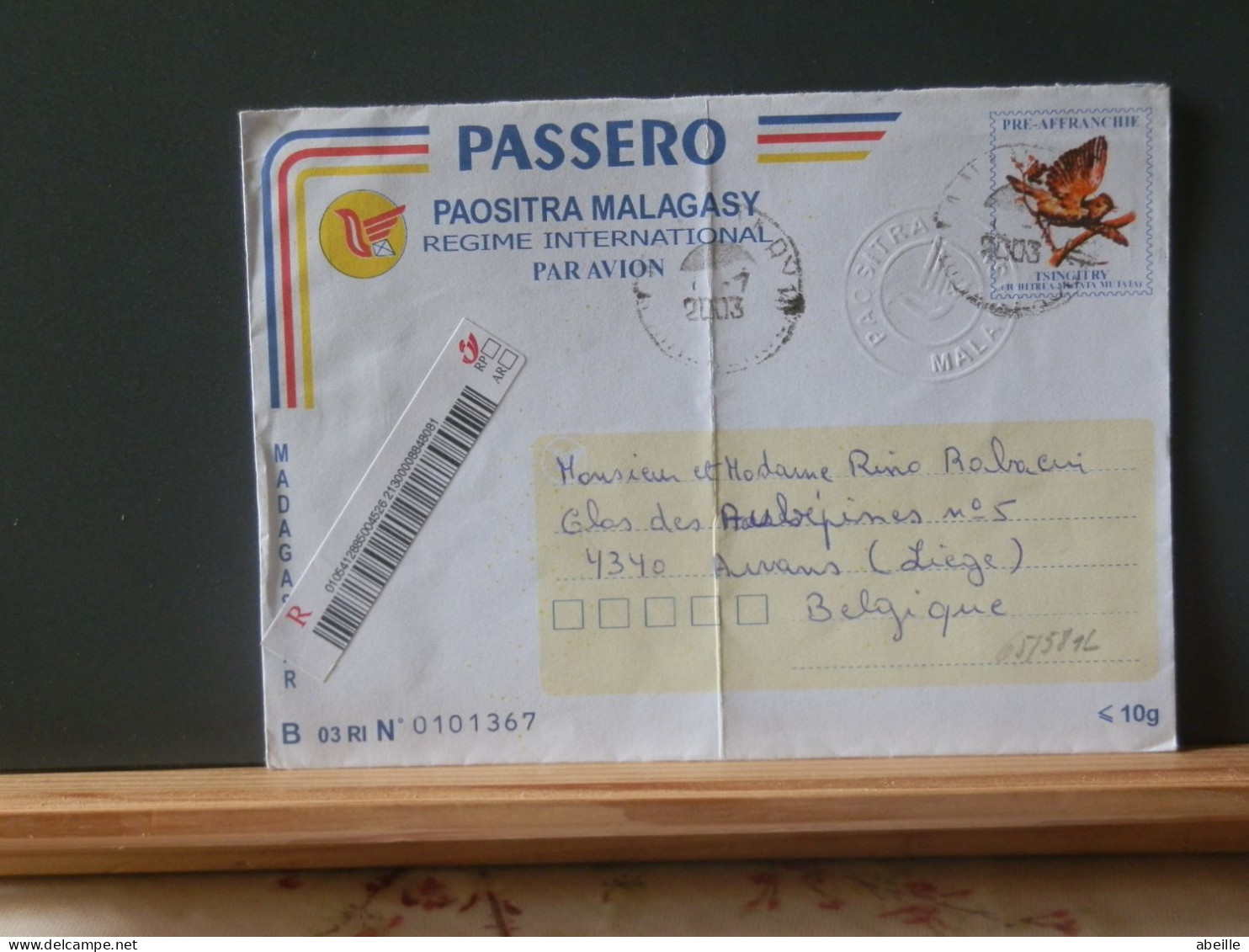 65/581L   LETTRE MALAGASY RECOMM. BELGE   2003 - Brieven En Documenten