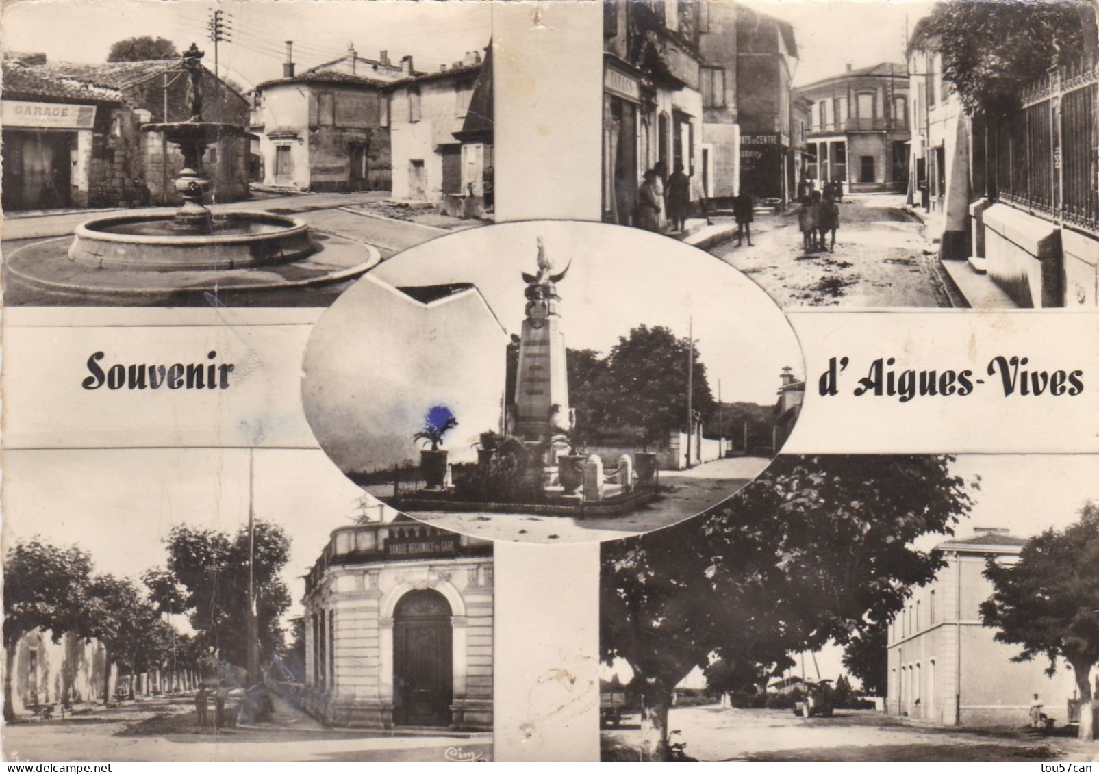 AIGUES-VIVES - GARD - (30) - CPSM DENTELEE MULTIVUES DE 1962. - Aigues-Vives