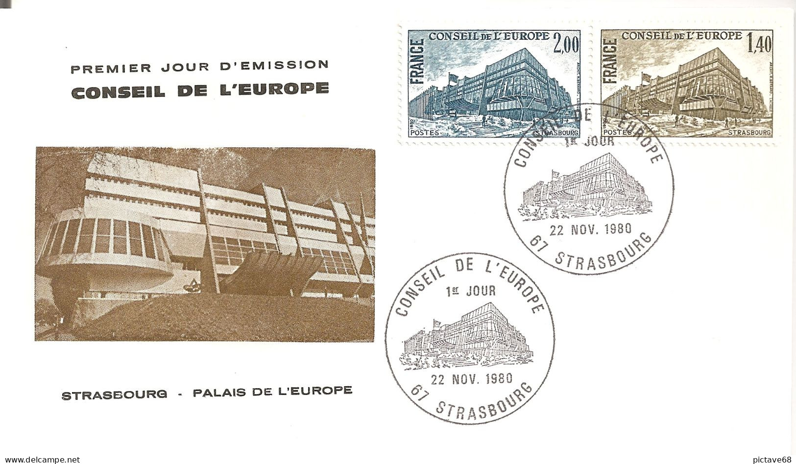 FRANCE / ENVELOPPE  FDC CONSEIL DE L'EUROPE 1980 - Europese Instellingen