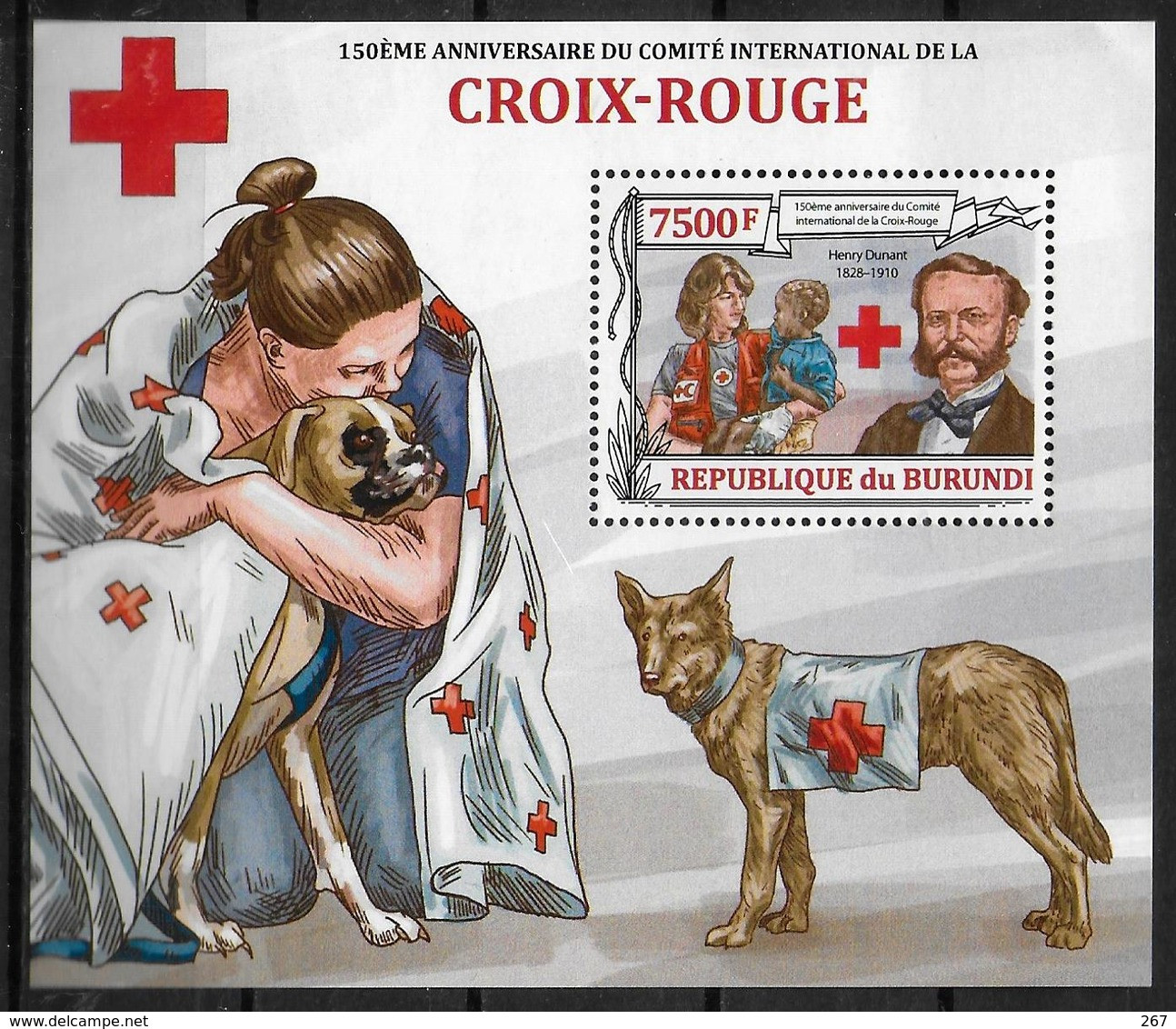 BURUNDI    BF 340  * * ( Cote 17e ) Croix Rouge Dunant Chiens - Henry Dunant