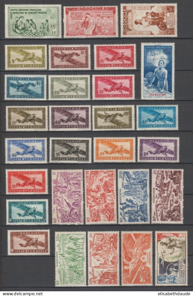 1942/1949 - INDOCHINE - ANNEES COMPLETES POSTE AERIENNE YVERT N°20/48 ** MNH - COTE = 99 EUR - Poste Aérienne