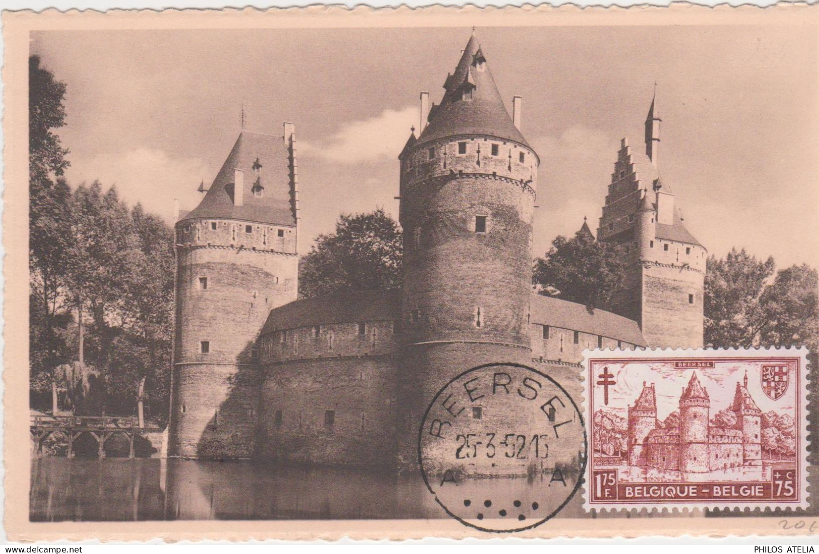 CM Carte Maximum YT 872 Château De Beersel CAD Beersel 25 3 1952 - 1951-1960