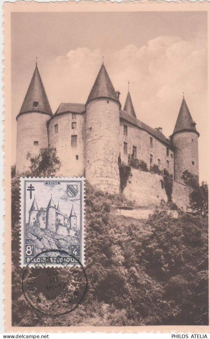 CM Carte Maximum YT 875 Château De Lavaux Ste Anne CAD Gendron Celles 25 III 1952 - 1951-1960