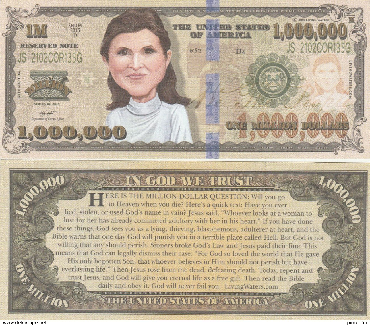 USA - FANTASY NOTE - PRINCESS  LEIA - UNC / SERIES  STAR  WARS  CARICATURES - Sonstige & Ohne Zuordnung