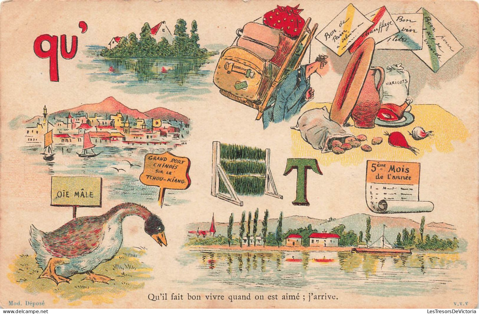 Carte Rebus - Qu'il Fait Bon Vivre Quand On Est Aimé - J'arrive - Carte Postale Ancienne - Sonstige & Ohne Zuordnung