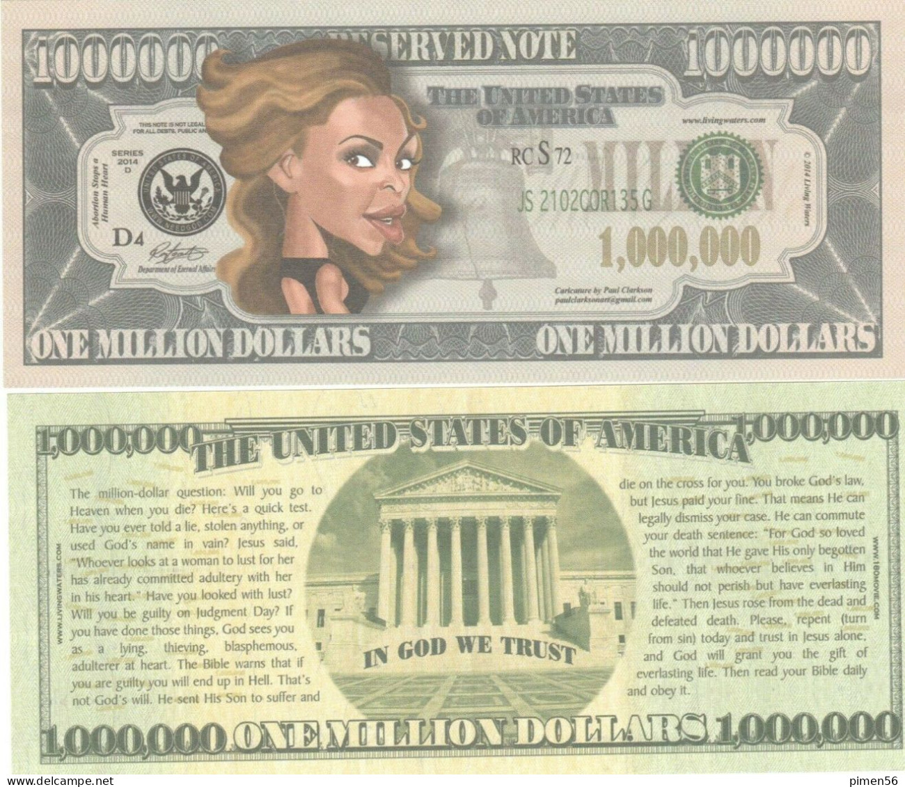 USA - FANTASY NOTE - BEYONCE - UNC / SERIES  CARICATURES - Andere & Zonder Classificatie